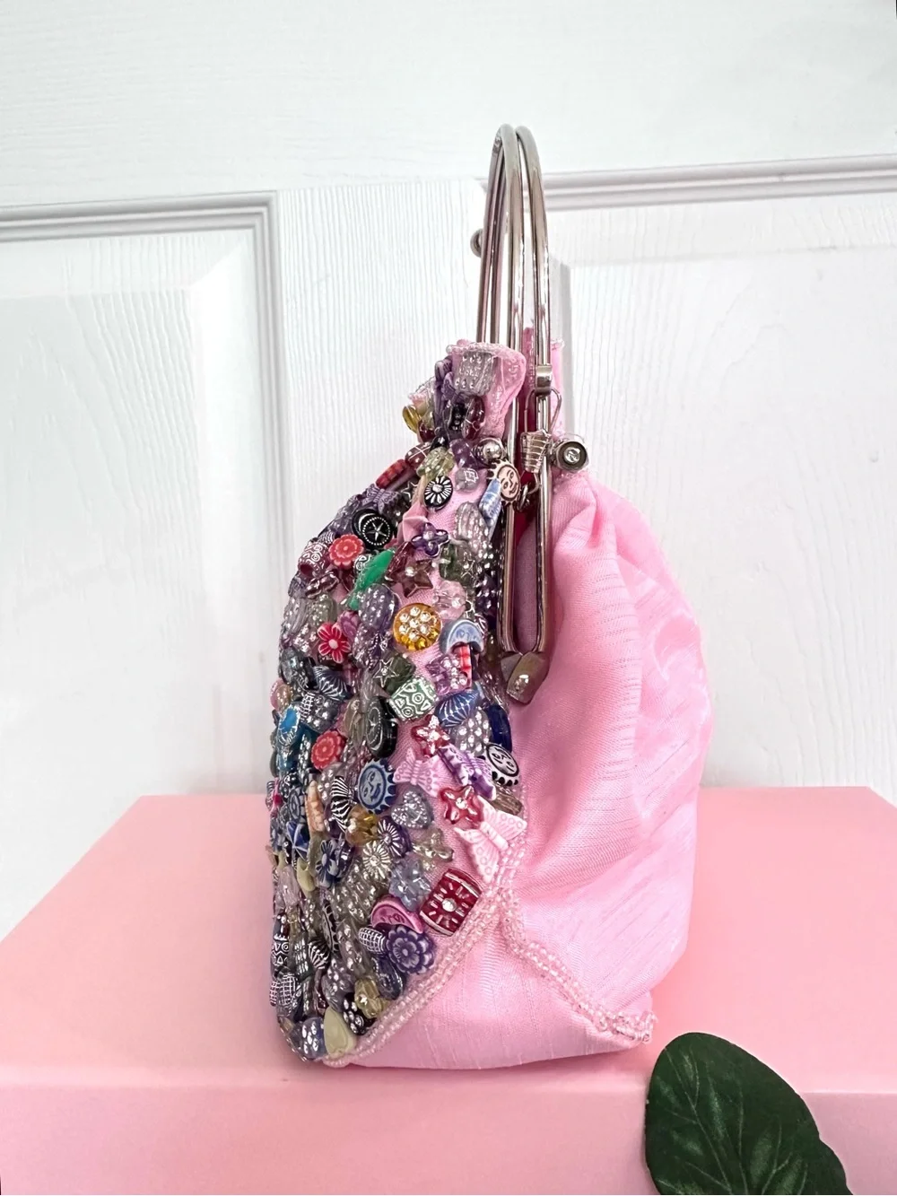 BEADED HANDBAG ~ Flirty Multicolor Handbag w/Artisan Beadwork Crossbody Chain